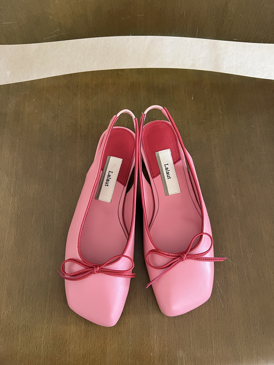 LOVE RIBBON SLING BACK-BABY PINK&amp;RED